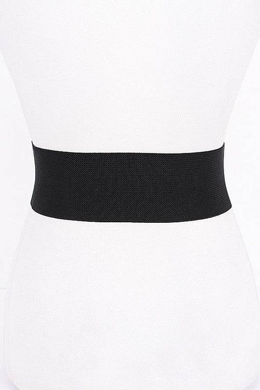 Pearl Accent Metallic Elastic Wide Belt