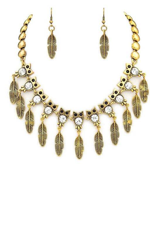 Mini Owls Iconic Fringe Metal Necklace Set