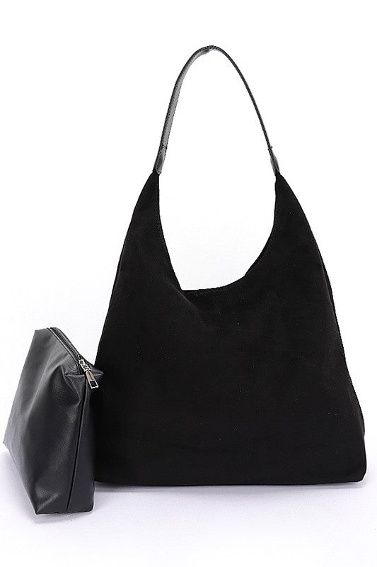 Faux Suede Oversize 2 In 1 Shoulder Bag