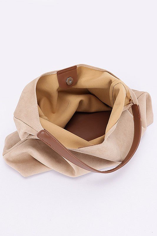 Faux Suede Oversize 2 In 1 Shoulder Bag