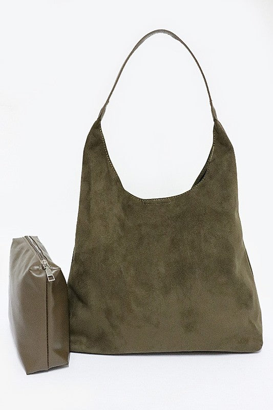 Faux Suede Oversize 2 In 1 Shoulder Bag