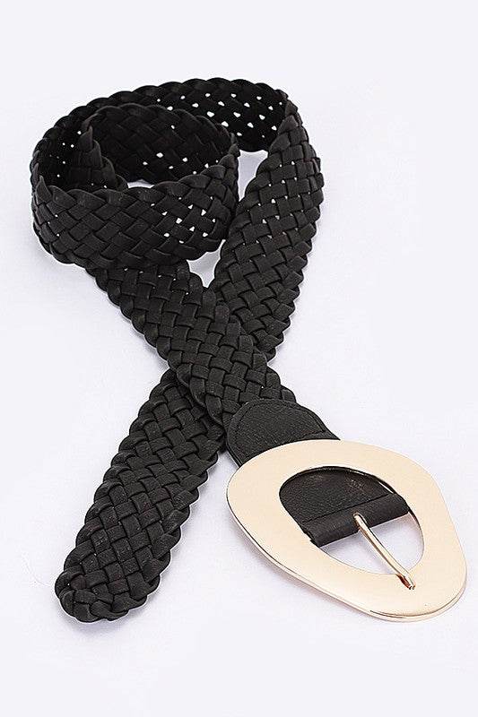 Shiny Buckle Braided Fashion Belt