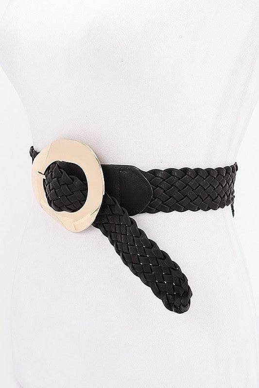 Shiny Buckle Braided Fashion Belt