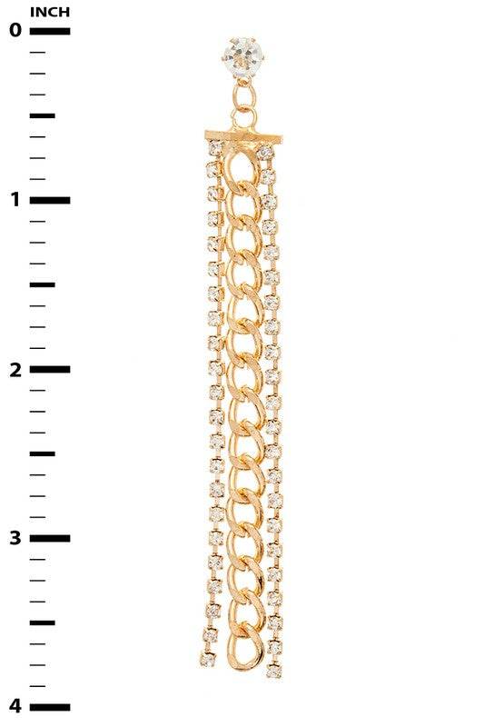 Rhinestone Chain Long Drop Earrings