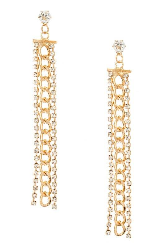Rhinestone Chain Long Drop Earrings
