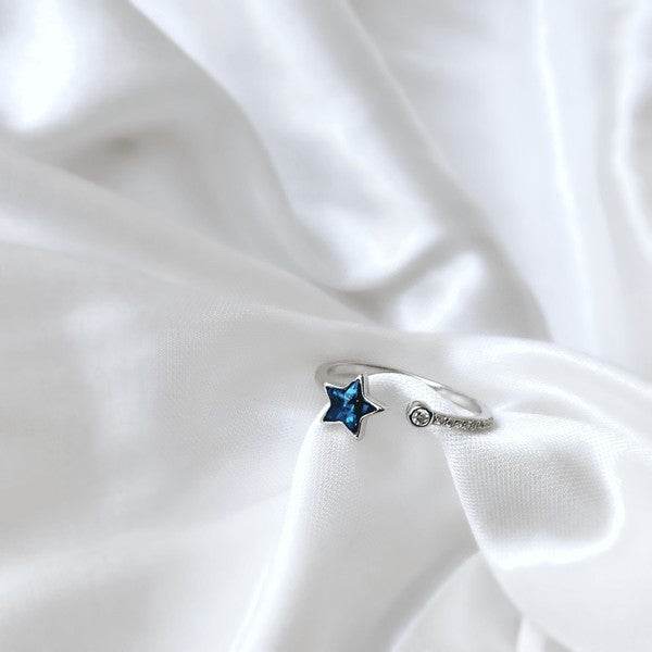 Rainbow Crystal Adjustable Star Ring