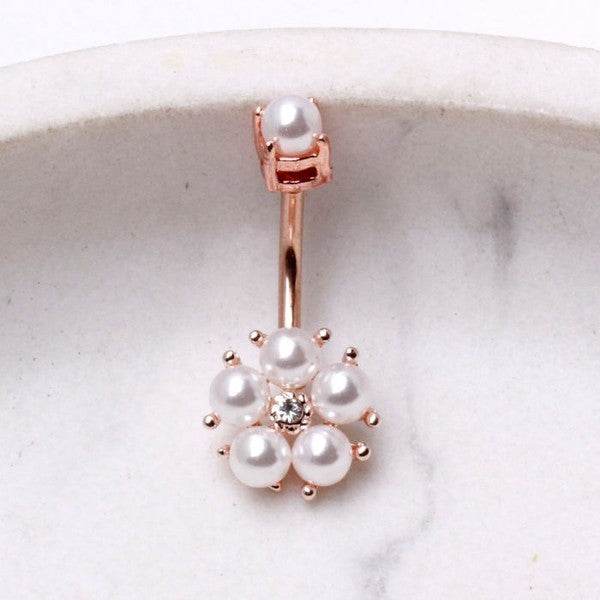 Rose Gold Plated Enchanted Pearl Navel Ring