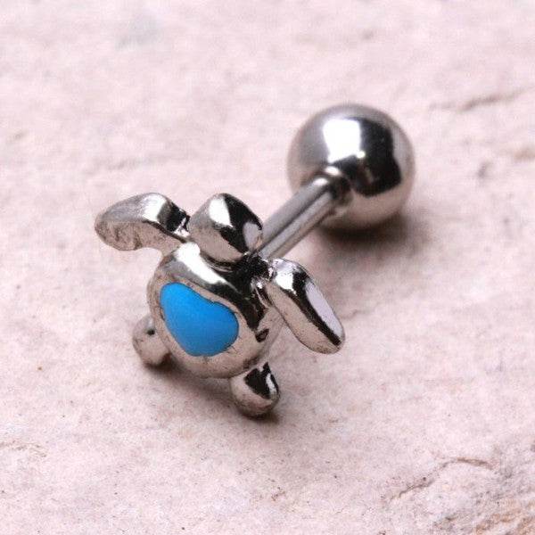 316L Stainless Steel Aqua Heart Sea Turtle Earring