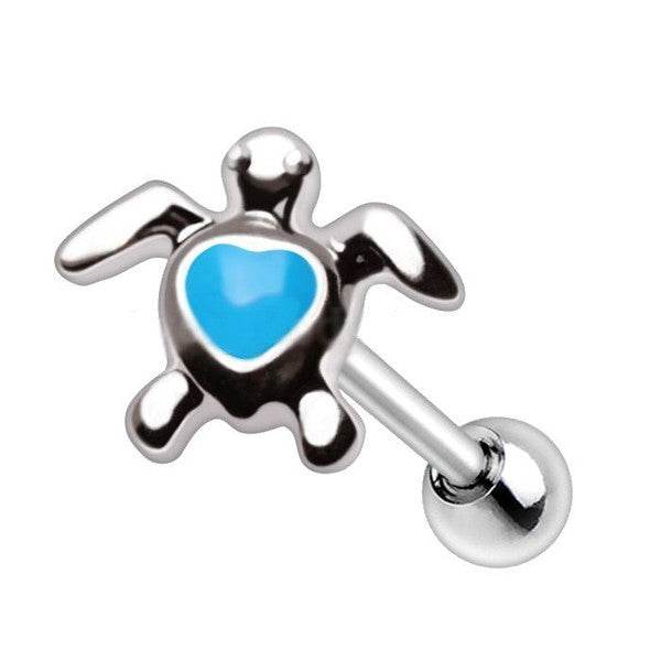 316L Stainless Steel Aqua Heart Sea Turtle Earring