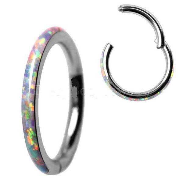 316L Stainless Steel White Synthetic Opal Seamless