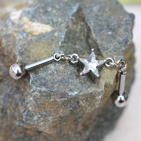 316L Stainless Steel Prong Set Star Chain