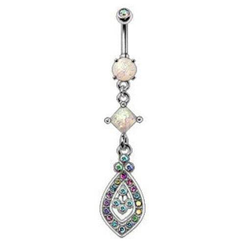 316L Stainless Steel Aurora Teardrop Dangle Navel