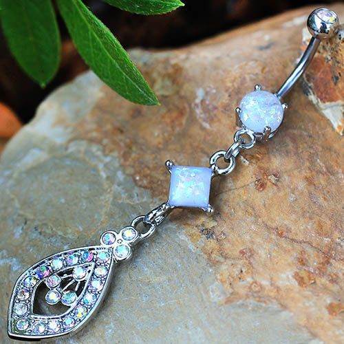 316L Stainless Steel Aurora Teardrop Dangle Navel