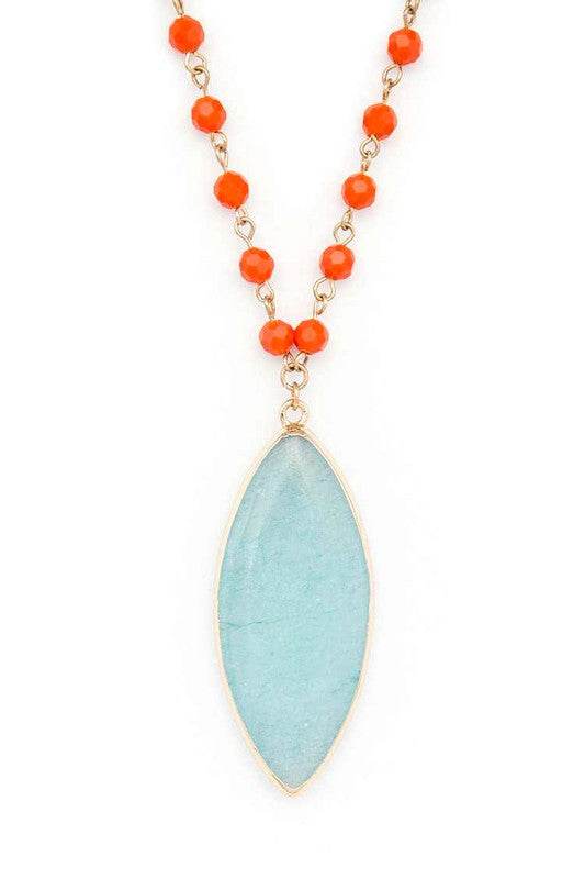 Beads & Precious Stone Pendant Necklace