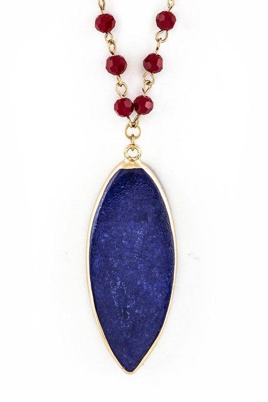 Beads & Precious Stone Pendant Necklace