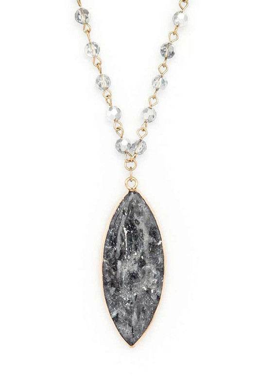 Beads & Precious Stone Pendant Necklace
