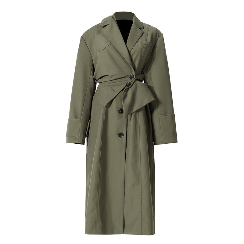 Niche Independent Designer Coat Women Deconstruction Two Piece Detachable Wide Shoulder Handsome Coat Two Piece Set