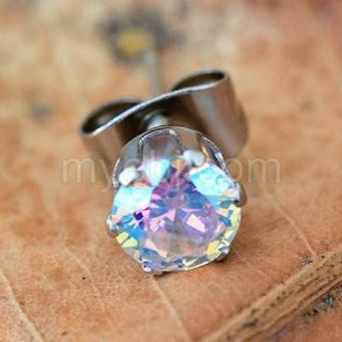 Pair of 316L Stainless Steel Aurora Borealis Round