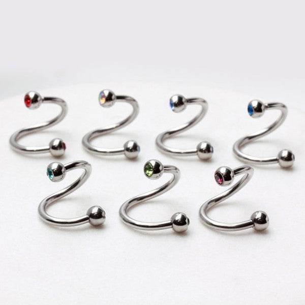 316L Surgical Steel Twist with Gemmed Balls