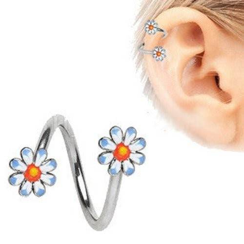 316L Stainless Steel Daisy Flower Cartilage Twist