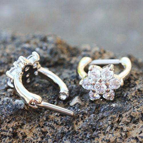 316L Stainless Steel CZ Flower Cartilage Clicker