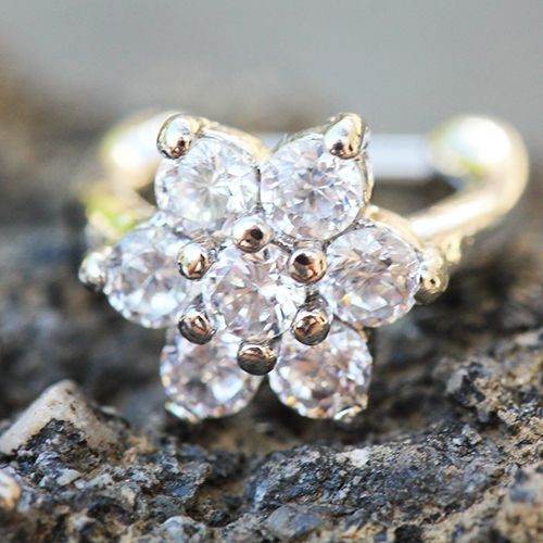 316L Stainless Steel CZ Flower Cartilage Clicker