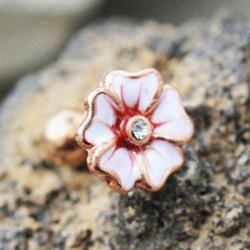 Rose Gold Hawaiian Hibiscus Flower Cartilage