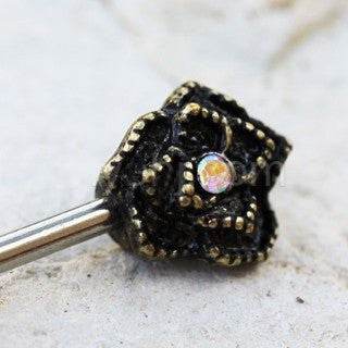 316L Stainless Steel Nipple Bar with Antique Gold