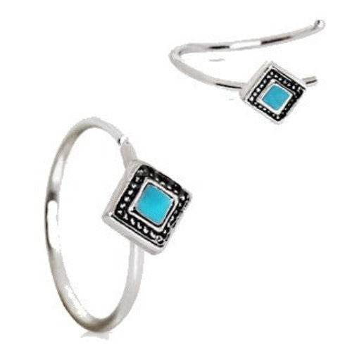316L Stainless Steel Rhombus Cut Turquoise Nose