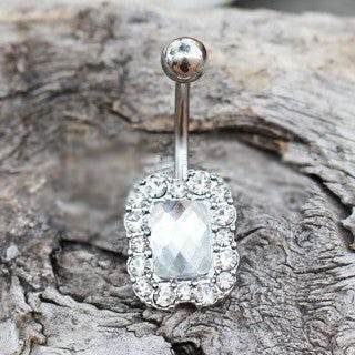 316L Stainless Steel Rectangle Checkerboard Cut CZ