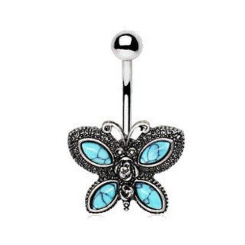 316L Stainless Steel Antique Turquoise Butterfly