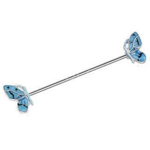 316L Stainless Steel Double Blue Butterfly