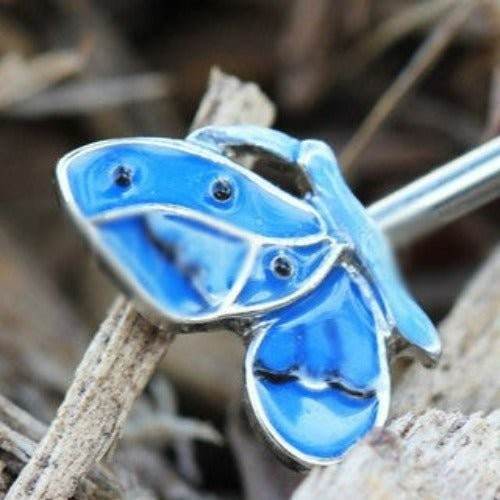 316L Stainless Steel Double Blue Butterfly