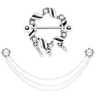 316L Stainless Steel Triple Chain Pink Ribbon
