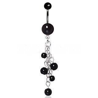 316L Surgical Steel Black Acrylic Navel Ring with
