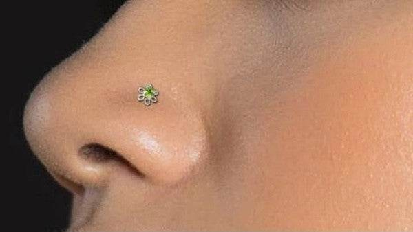 20 Gauge Nose Bone Sterling Silver Flower - 6