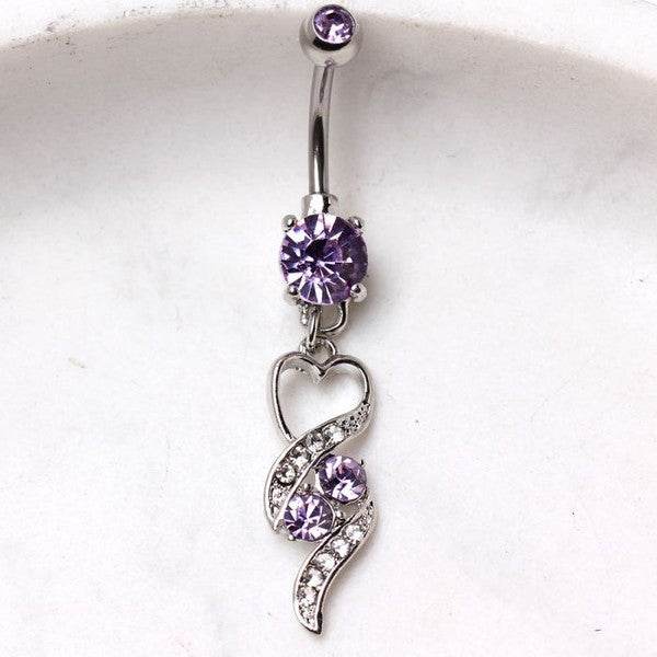 316L Surgical Steel Gemmed Navel Ring with