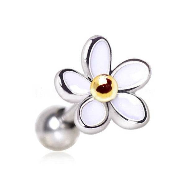 Surgical Steel Sweet White Daisy Flower