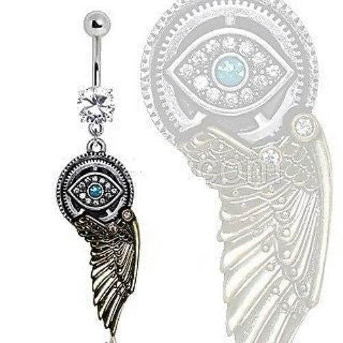 Gemmed Steampunk All Seeing Eye Navel Ring w