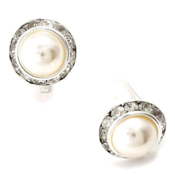 Timeless 10mm Faux Pearl Rondelle Stud Clipon