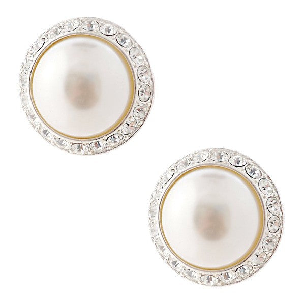 Timeless 15mm Faux Pearl Rondelle Stud Clipon