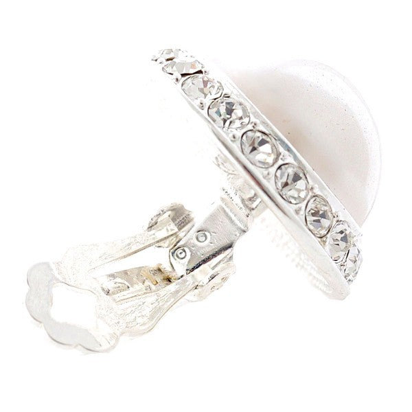 Timeless 15mm Faux Pearl Rondelle Stud Clipon