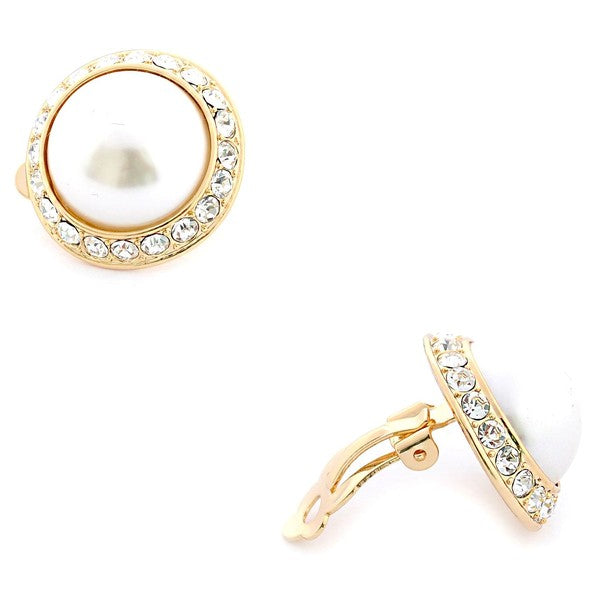 Timeless 15mm Faux Pearl Rondelle Stud Clipon