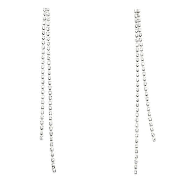 2 Lines Strand Rhinestone Tassel Earrings