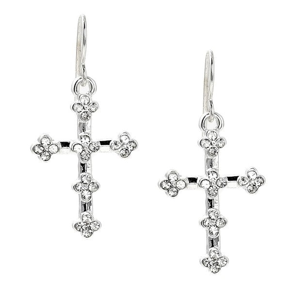 Baroque Style rhinestone Cross Earring French Hook