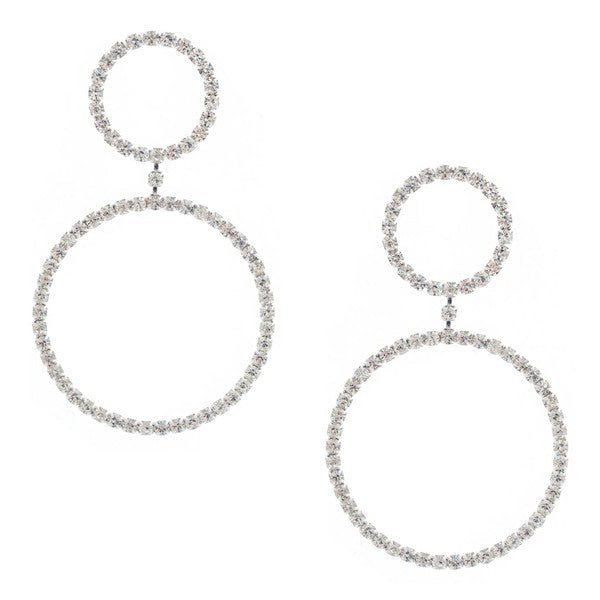 Double Circle Dangle Rhinestone Earrings