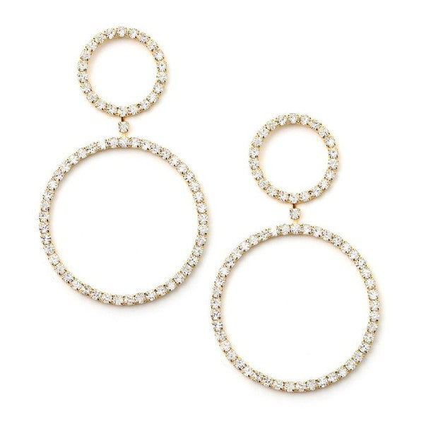 Double Circle Dangle Rhinestone Earrings