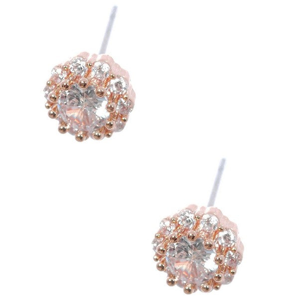Diasy Flower Base Cubic Zirconia Stud Earrings