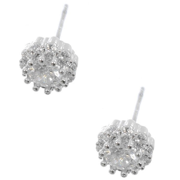 Diasy Flower Base Cubic Zirconia Stud Earrings