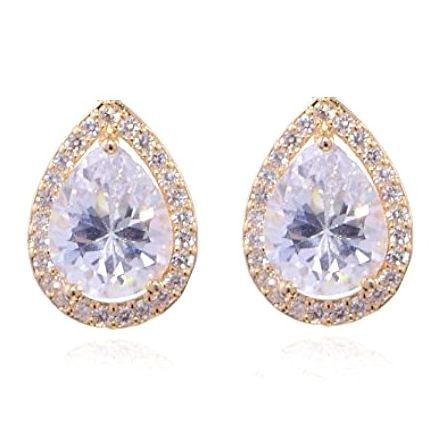 14mm Halo Exquisite Pear Cubic Zirconia Stud